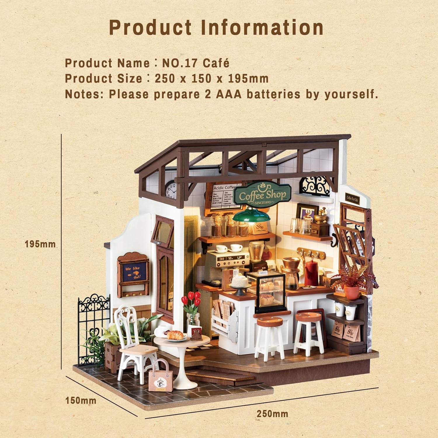Café Miniature 3D en Bois