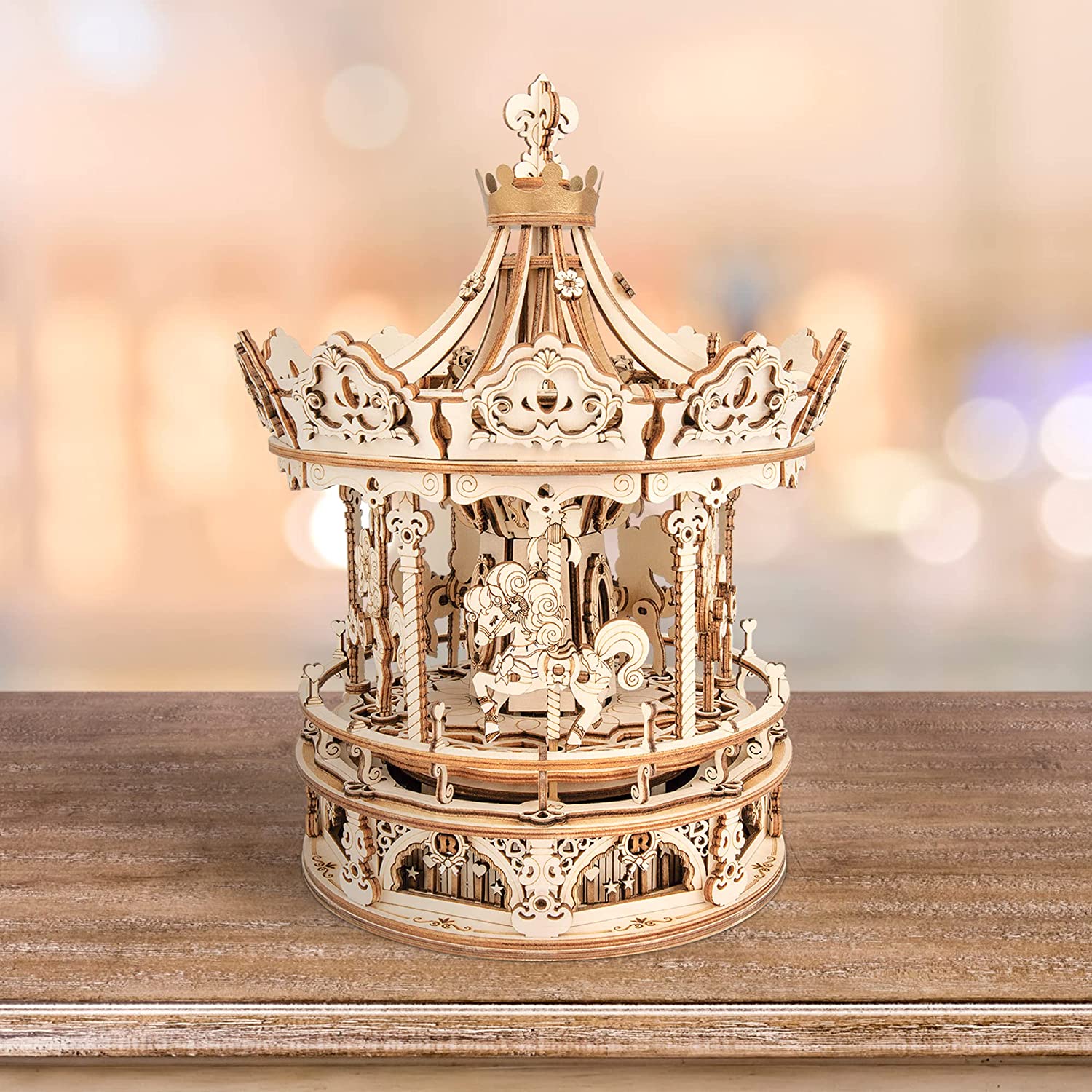Carrousel Romantique 3D en Bois