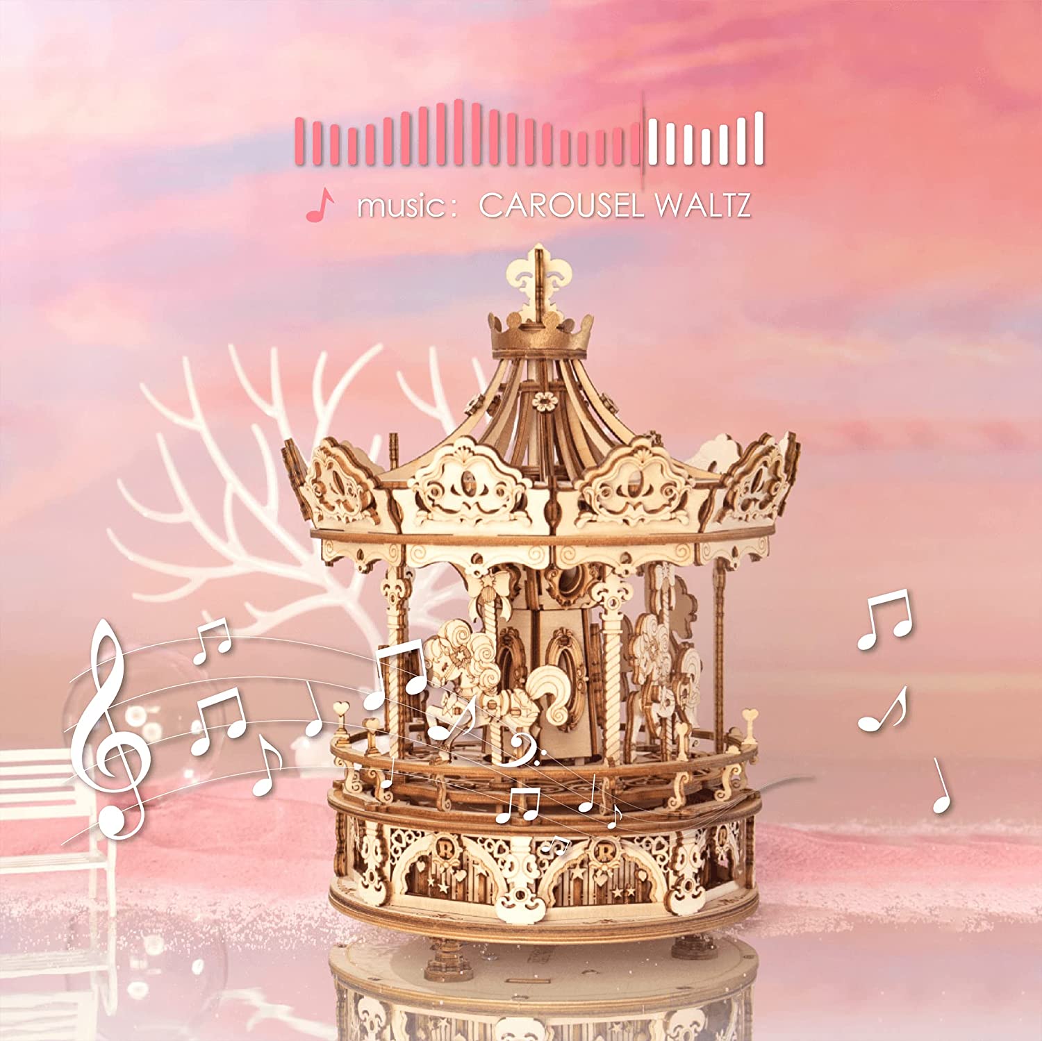 Carrousel Romantique 3D en Bois