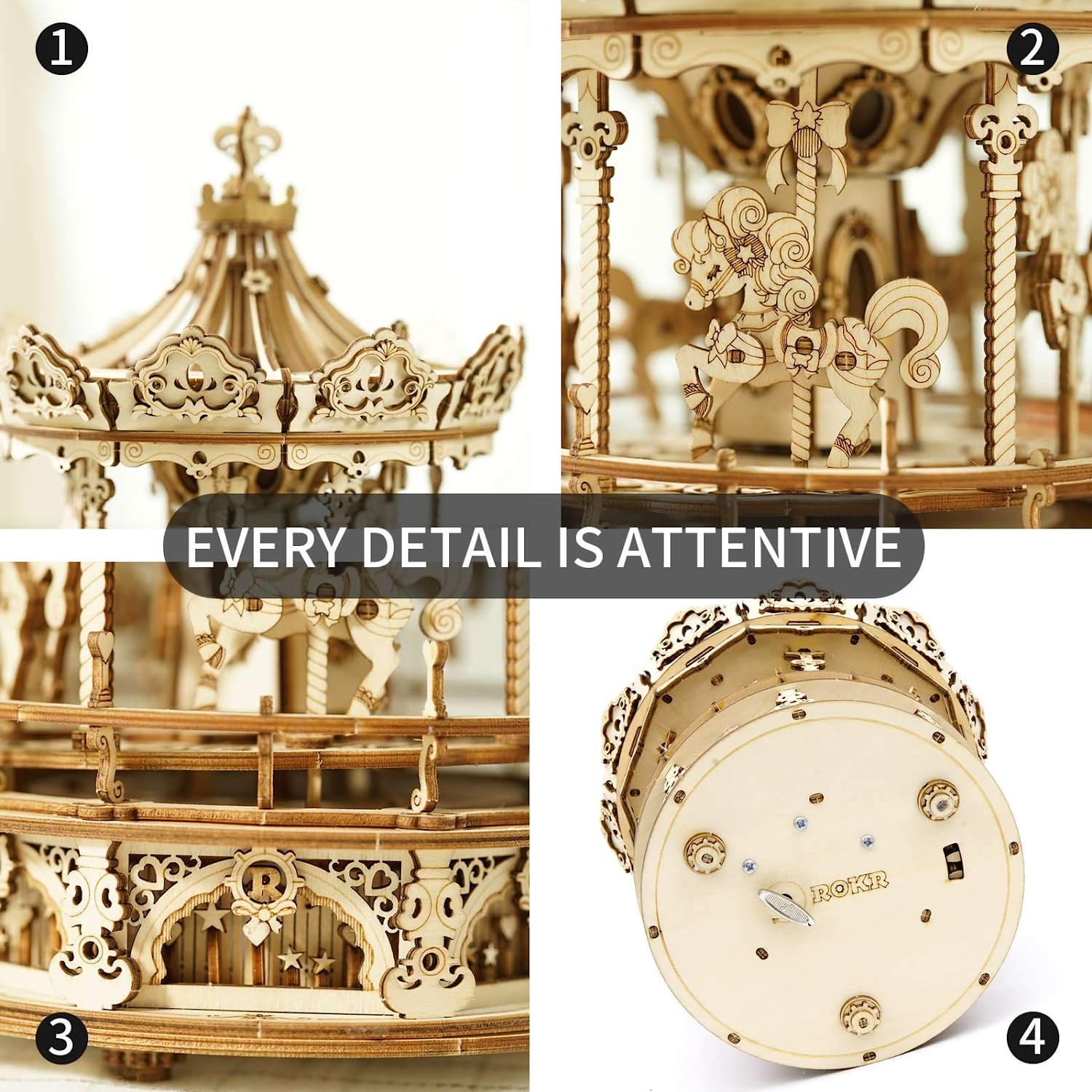 Carrousel Romantique 3D en Bois