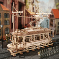 Tramway vintage 3D en bois