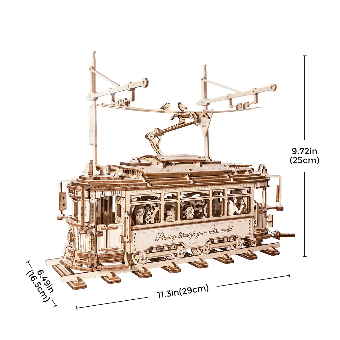 Tramway vintage 3D en bois