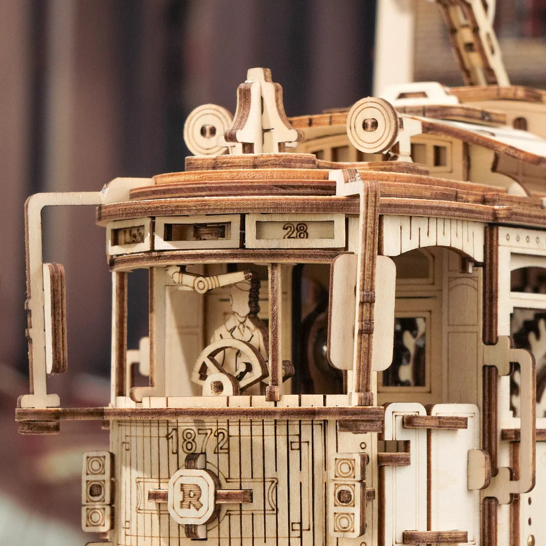 Tramway vintage 3D en bois