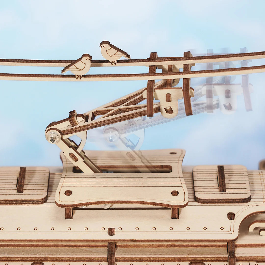 Tramway vintage 3D en bois