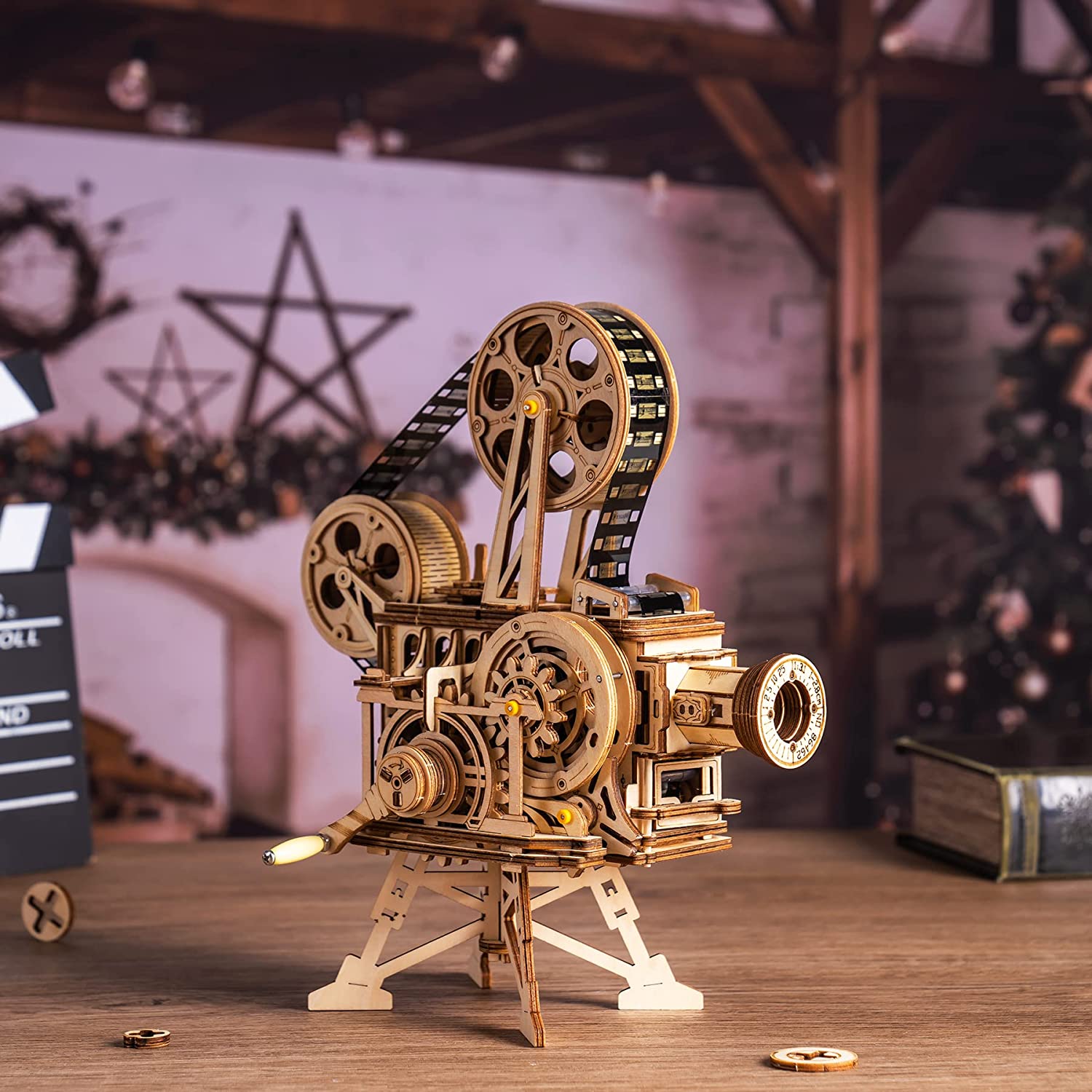 Projecteur Cinéma Rétro 3D en Bois
