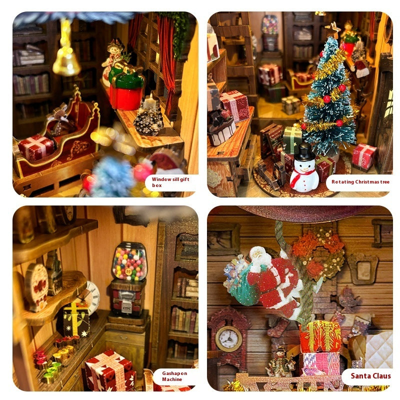 Book Nook maison de noel 3D en bois