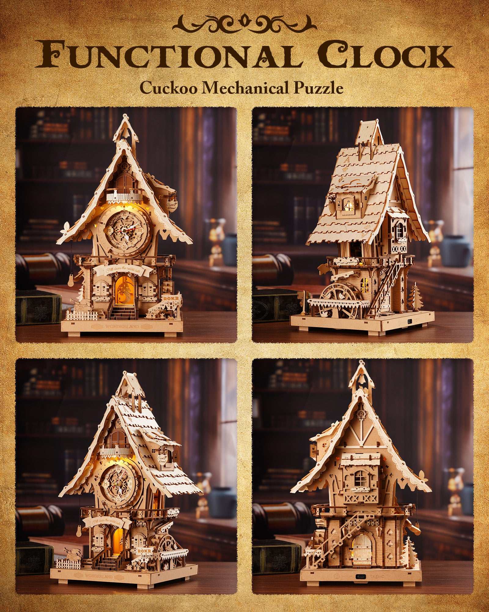 Horloge Coucou 3D en Bois