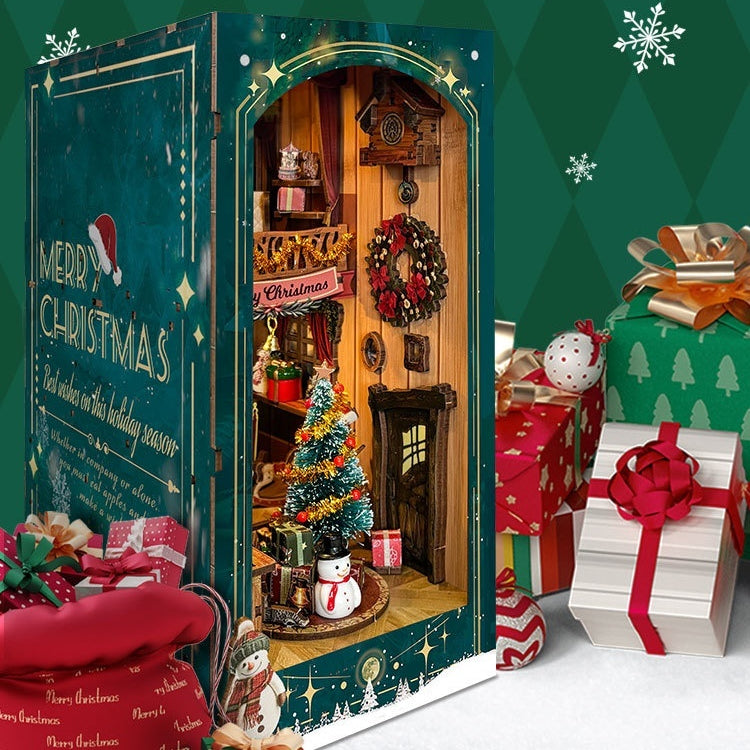 Book Nook maison de noel 3D en bois