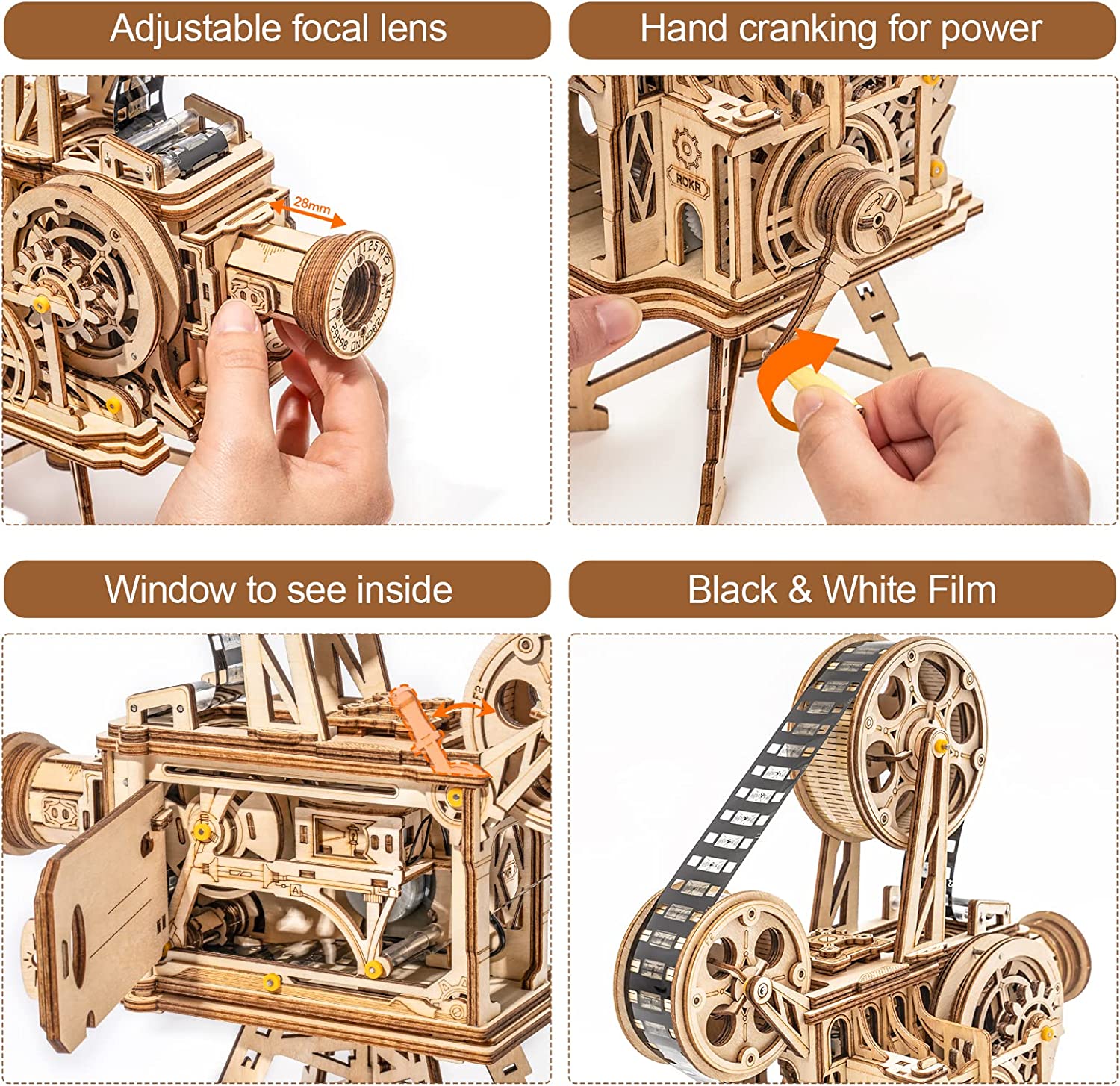 Projecteur Cinéma Rétro 3D en Bois