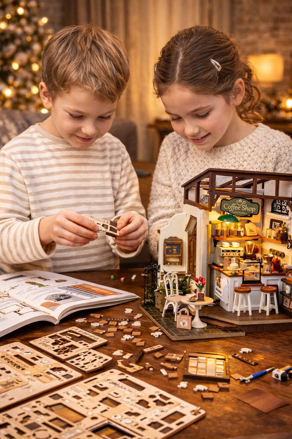 Café Miniature 3D en Bois