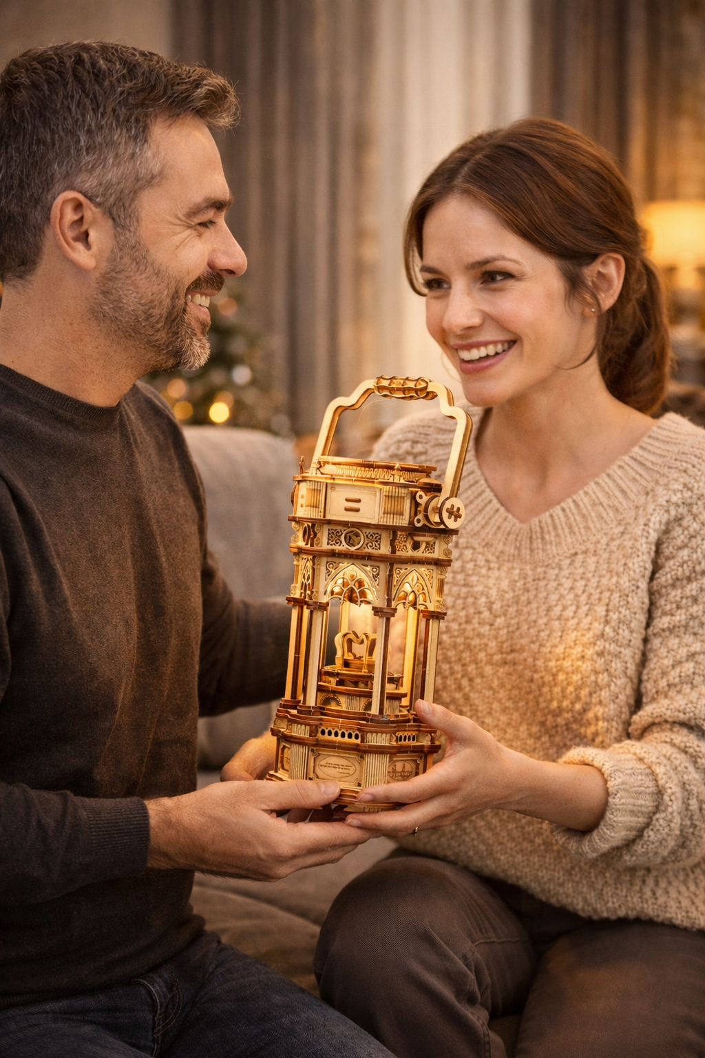 Lanterne Musicale 3D en Bois
