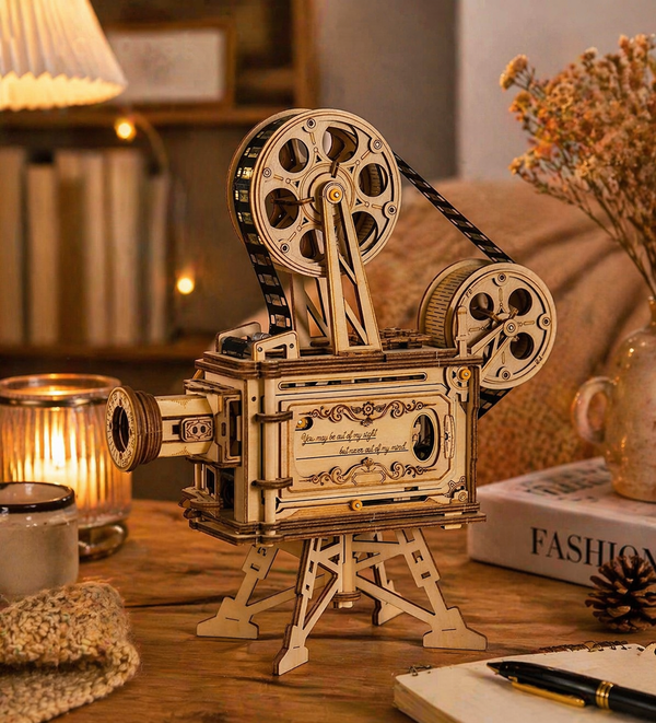 Projecteur Cinéma Rétro 3D en Bois