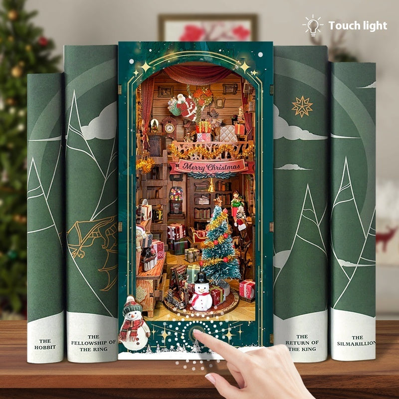 Book Nook maison de noel 3D en bois