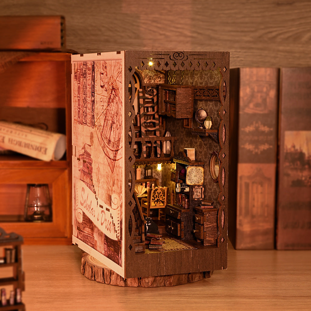 Book Nook Cottage du Savant 3D en bois