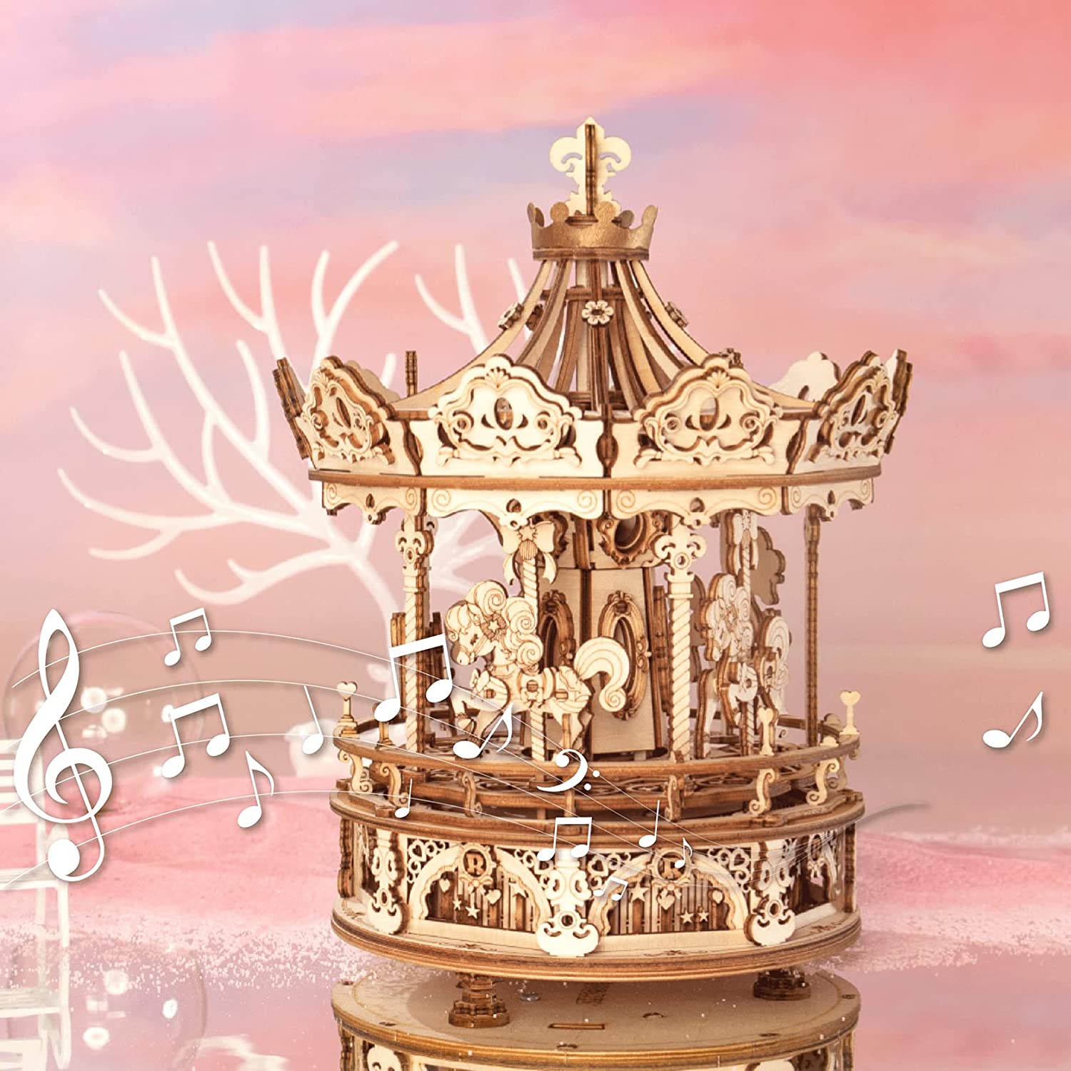 Carrousel Romantique 3D en Bois
